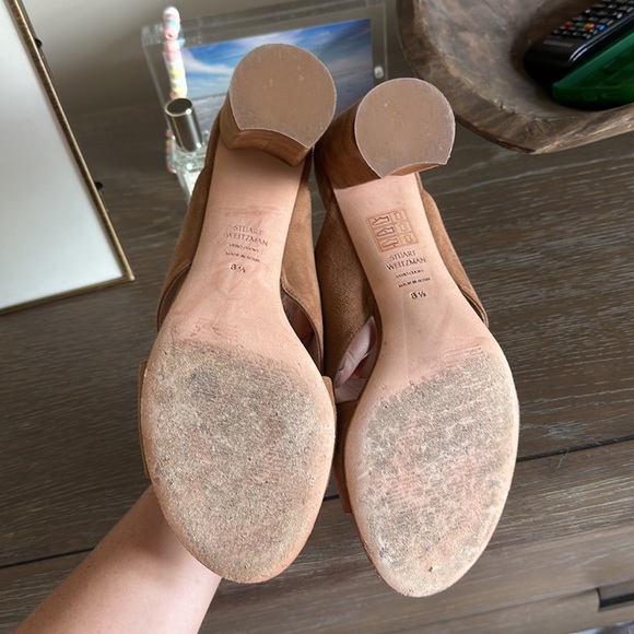 Stuart Weitzman sandal block heels suede brown/camel - Picture 3 of 4